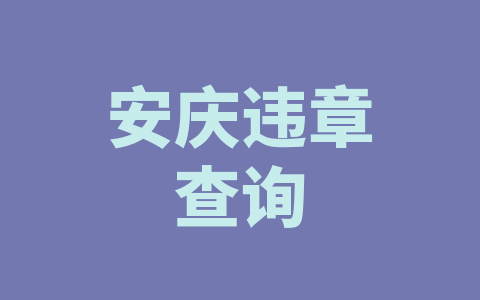 安庆违章查询