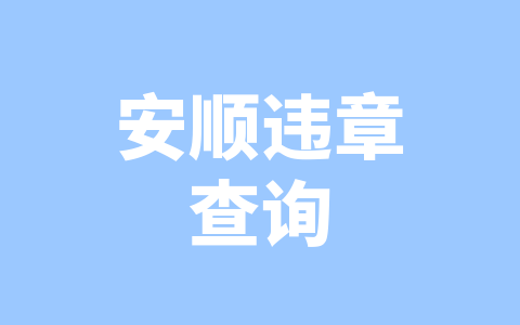 安顺违章查询