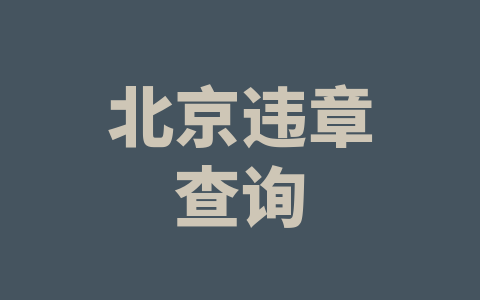 北京违章查询