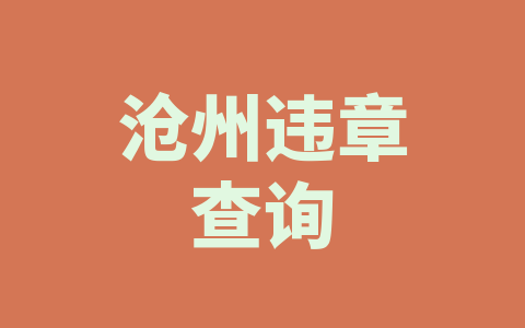 沧州违章查询