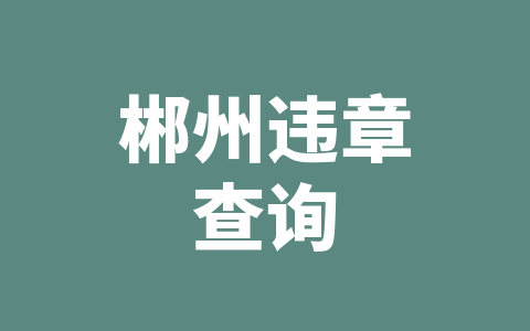 郴州违章查询