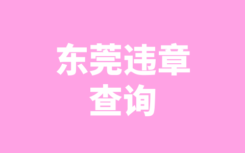 东莞违章查询