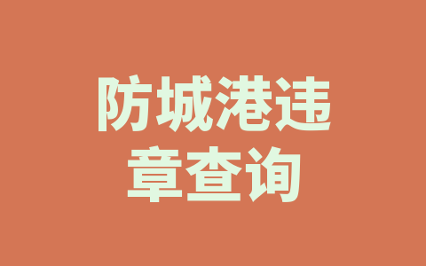 防城港违章查询