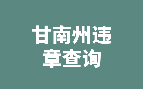 甘南州违章查询