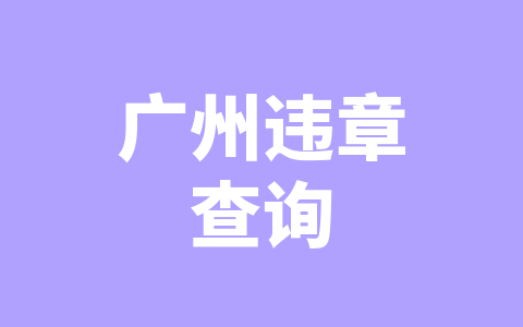 广州违章查询