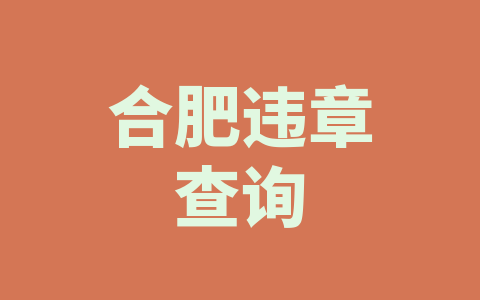 合肥违章查询