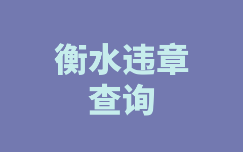 衡水违章查询