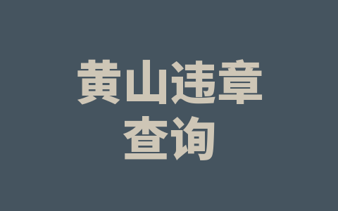 黄山违章查询