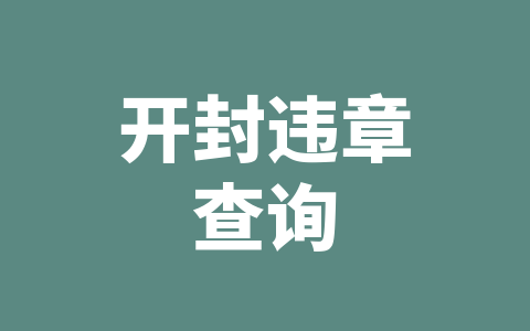 开封违章查询