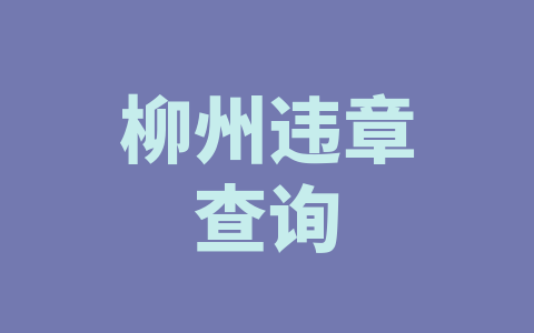 柳州违章查询
