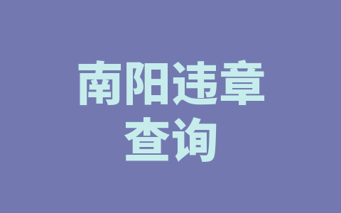 南阳违章查询