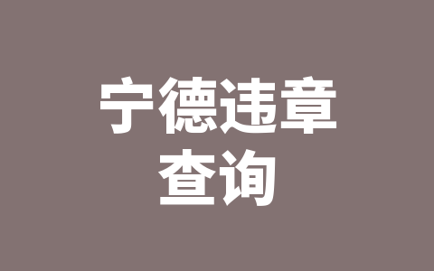 宁德违章查询