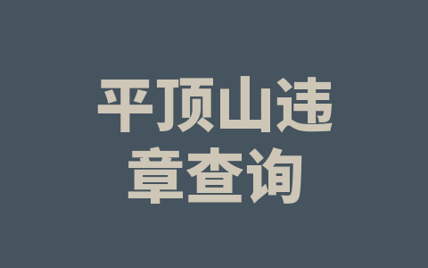 平顶山违章查询