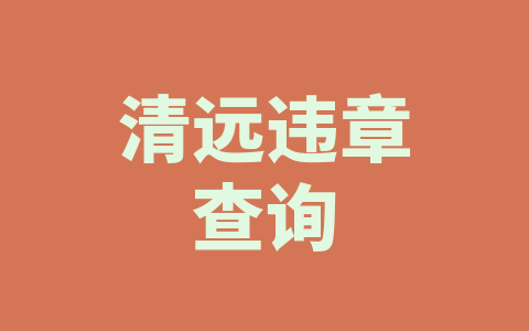 清远违章查询
