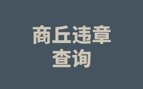 商丘违章查询