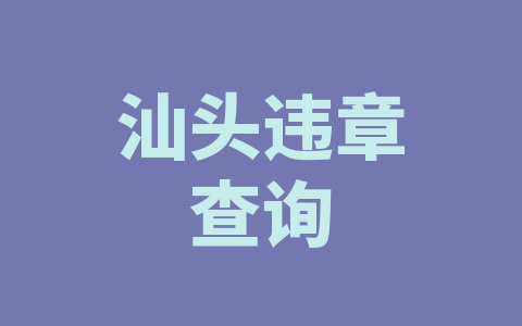 汕头违章查询