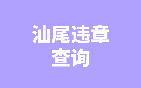 汕尾违章查询