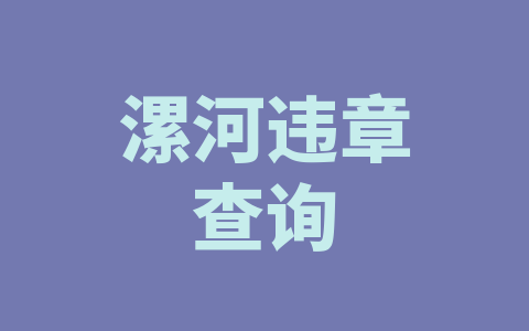 漯河违章查询
