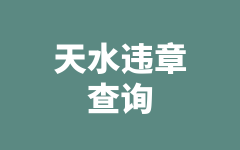 天水违章查询