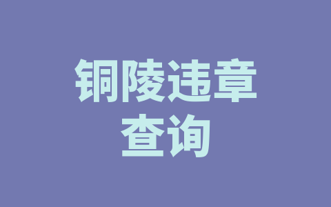 铜陵违章查询