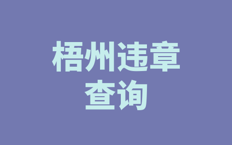 梧州违章查询