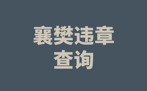 襄樊违章查询