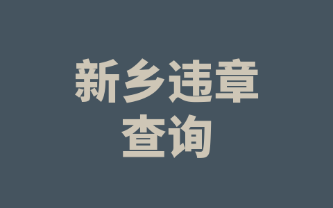 新乡违章查询