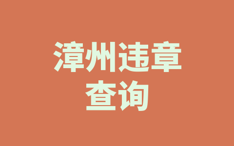 漳州违章查询