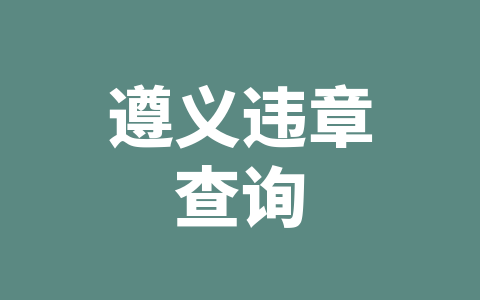 遵义违章查询