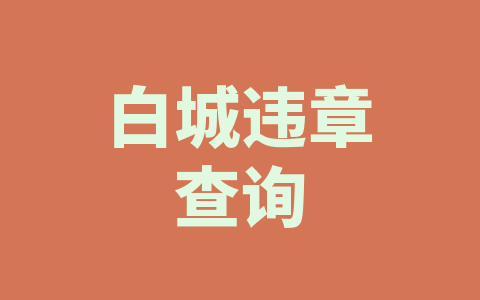 白城违章查询