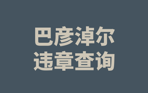 巴彦淖尔违章查询