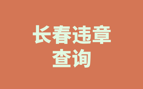 长春违章查询