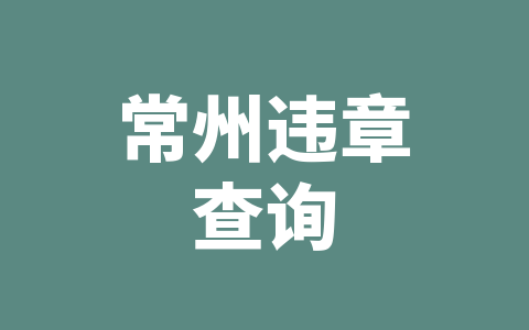 常州违章查询
