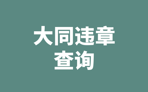 大同违章查询