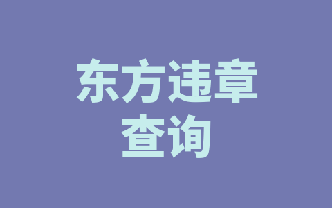 东方违章查询
