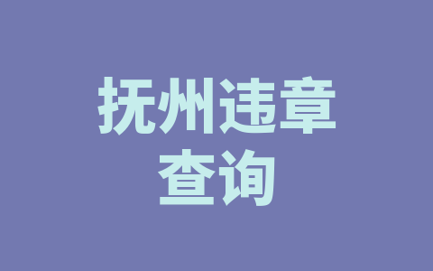 抚州违章查询