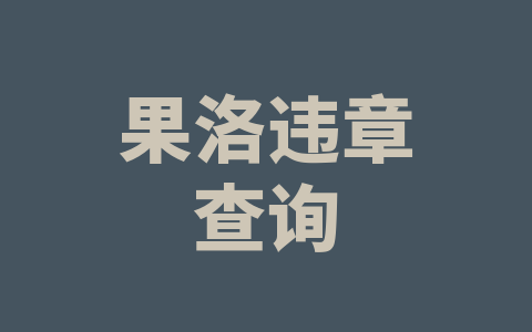 果洛违章查询