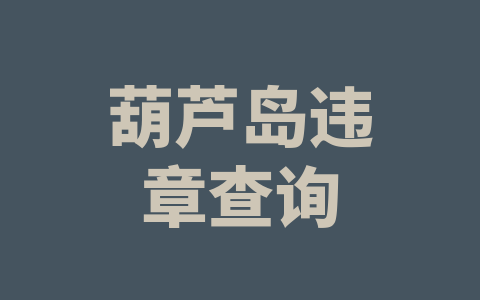 葫芦岛违章查询