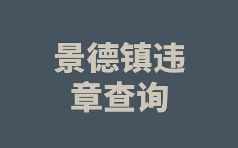 景德镇违章查询