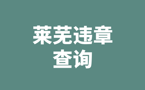 莱芜违章查询