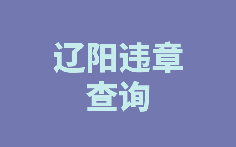 辽阳违章查询