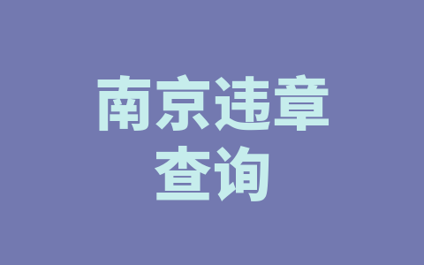 南京违章查询