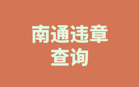 南通违章查询