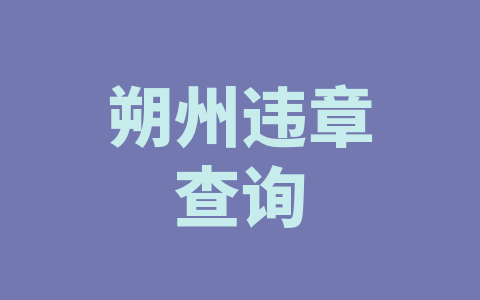 朔州违章查询