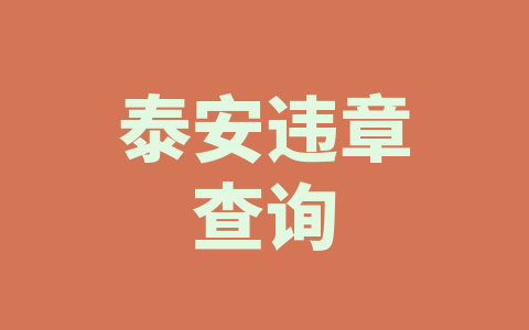 泰安违章查询