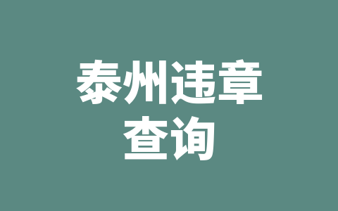 泰州违章查询