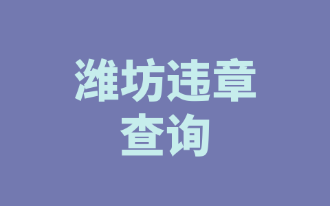 潍坊违章查询