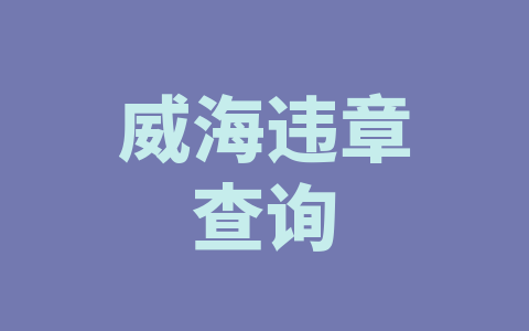 威海违章查询