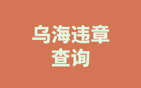 乌海违章查询