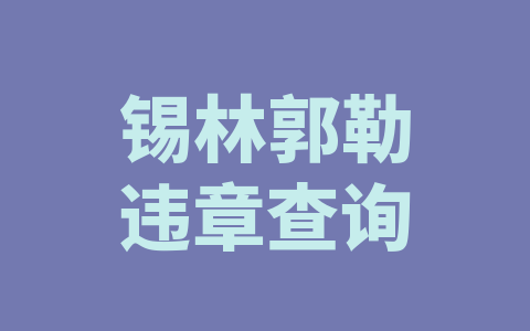 锡林郭勒违章查询